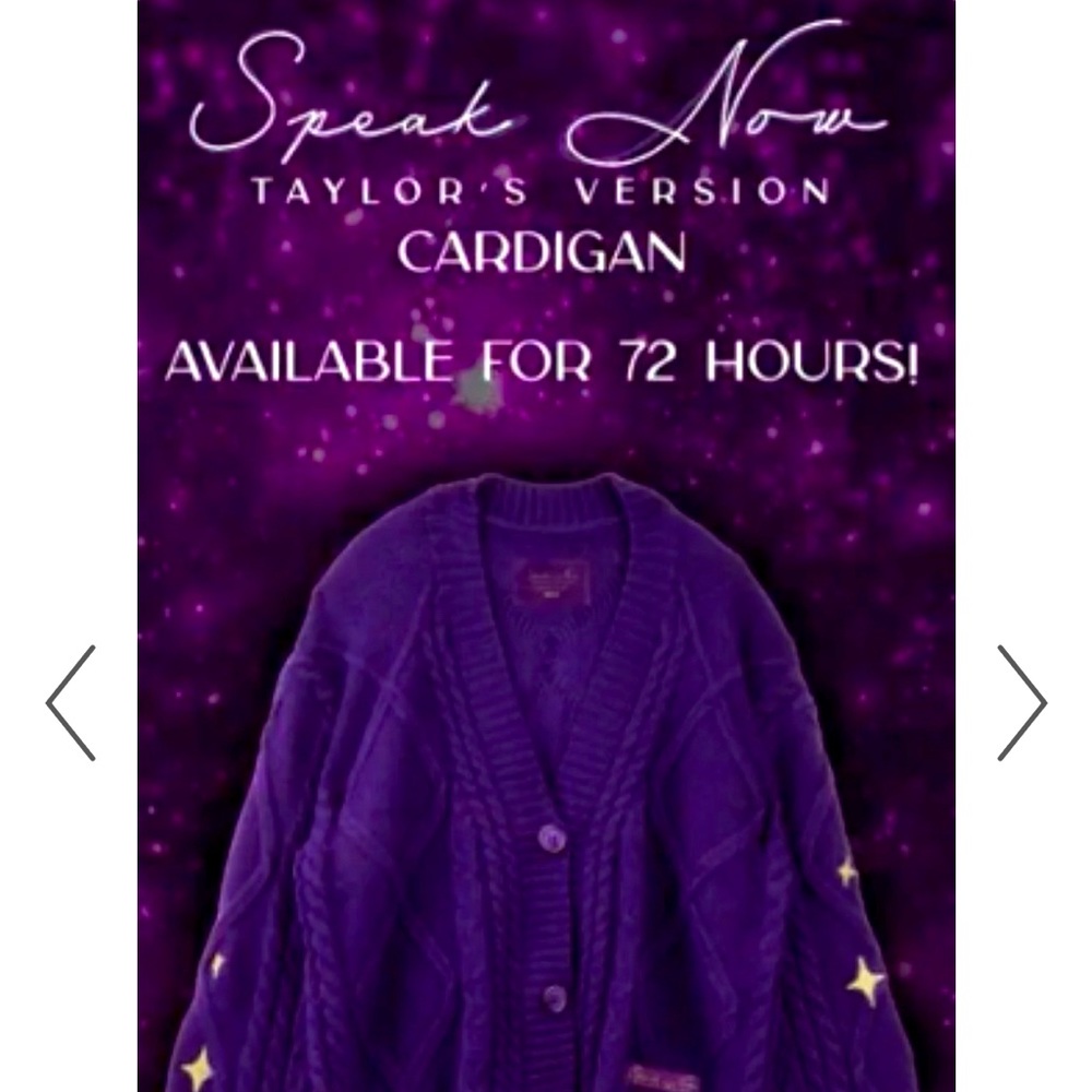 Taylor Swift Speak Now cardigan purple exclusive rare for collectors